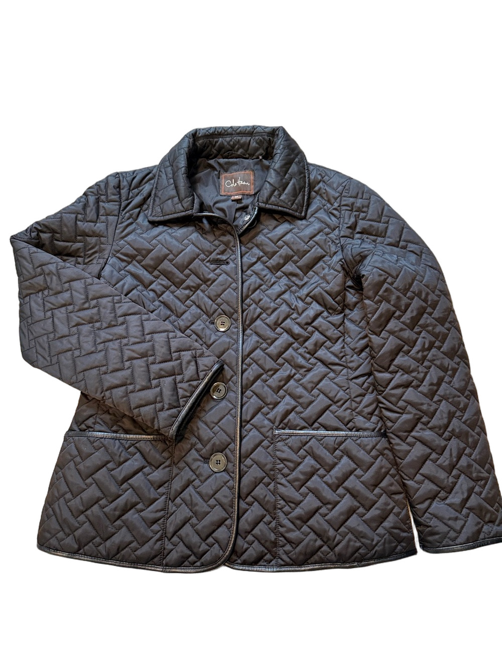 Cole Haan black quilted coat jacket size 6P